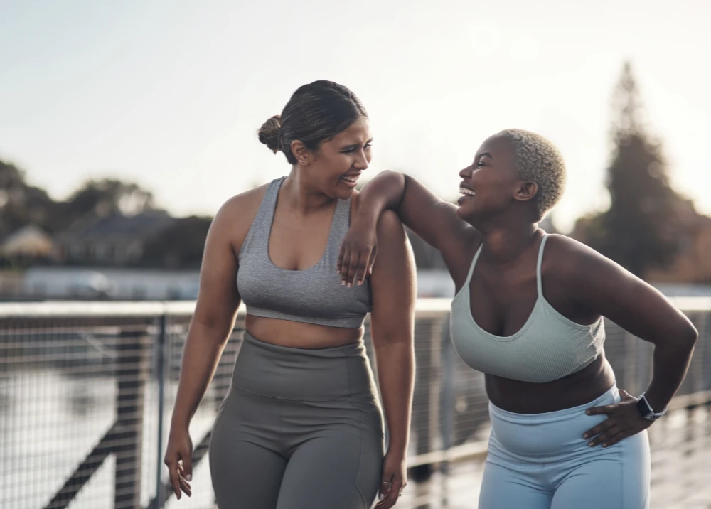 Women laughing and walking